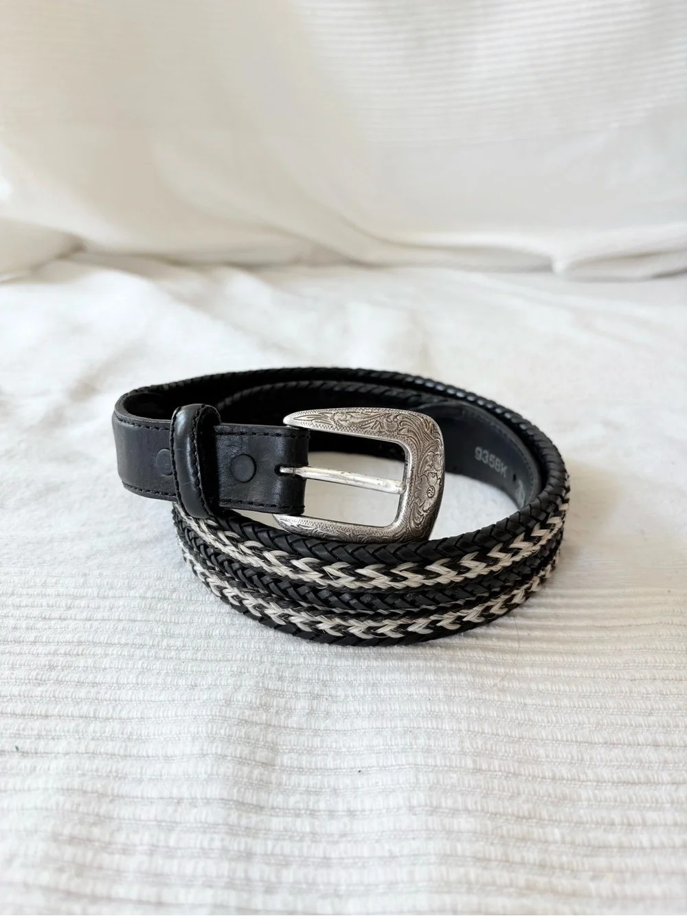 Justin Western Braided Black Leather Belt - Picture 5 of 15
